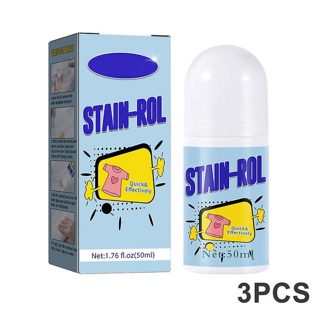 Clothes Stain Remover Roll Bead Design No-wash Clothes Cleaner Powerful Degreasing Stain Remover Pen 3pc on Productcaster.