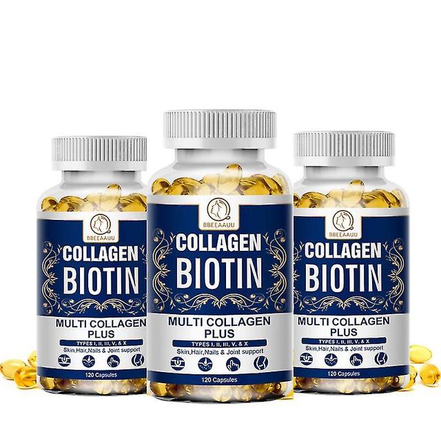 Guoguo Collagen Biotin For Hair Growth Support Hair, Nail And Skin Health Reduce Hair Loss Anti Aging Hair Health Supplement 3bottle x120pcs on Productcaster.