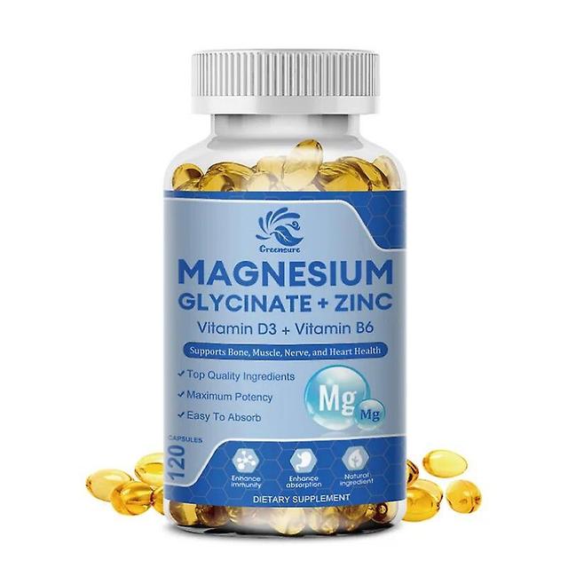 Visgaler 60/120 Stück Magnesiumglycin-Kapseln 500 mg Nahrungsergänzungsmittel mit Zink, Vitamin D3 B6 gentechnikfreien Gemüsekapseln 1 Flasche 60 p... on Productcaster.