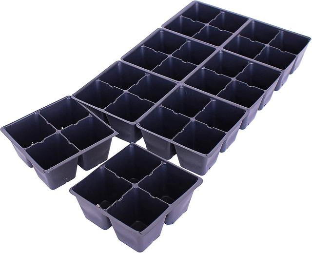 Hgbd-handy Pantry Black Plastic Garden Tray Inserts - 10 Sheets Of 32 Planting Pot Cells Each - 2x2 Nested X8 Configuration - Perforated - Nursery, Gr on Productcaster.