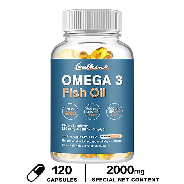 Vorallme Omega-3-Fischöl-Ergänzung mit essentieller Fettsäurekombination aus Epa und Dha, Wildfischölkapseln mit dreifacher Stärke 120 Capsules on Productcaster.