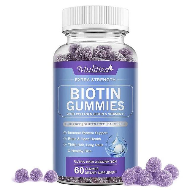 Biotine Gummies voor Vast Haar Huidverzorging Nagel Gezondheid Verhoog Collageen Proteïne Vitaminen C E VoedingssupplementTIB TIB. 60pcs on Productcaster.