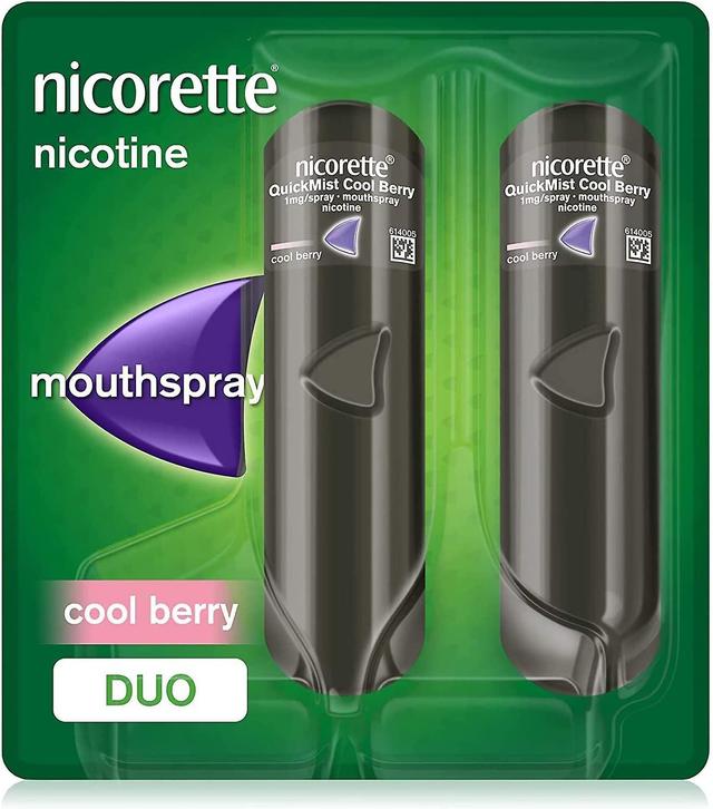 Nicorette QuickMist Cool Berry 1mg Mouth Nicotine Spray Duo 2 x 150 Sprays on Productcaster.