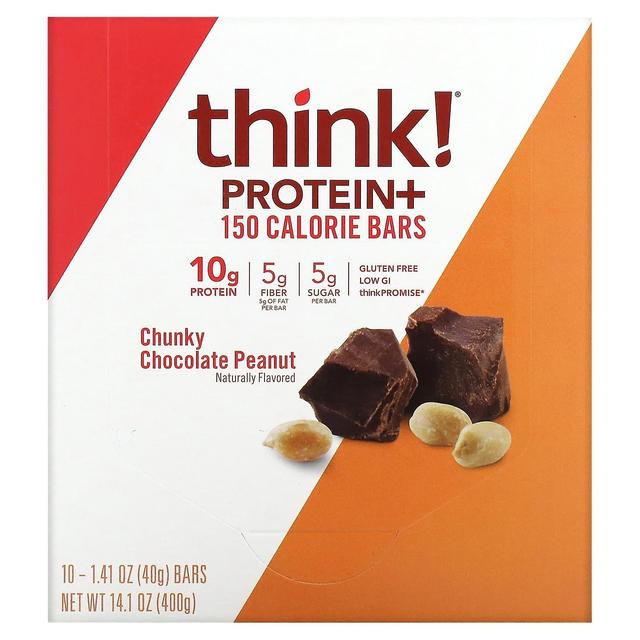 Think! Think !, Protein+ 150 Calorie Bars, Chunky Chocolate Peanut, 10 Bars, 1.41 oz (40 g) Each on Productcaster.