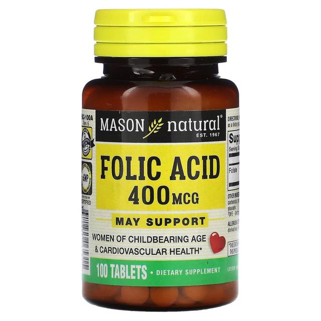 Mason Natural, Folic Acid, 400 mcg, 100 Tablets on Productcaster.