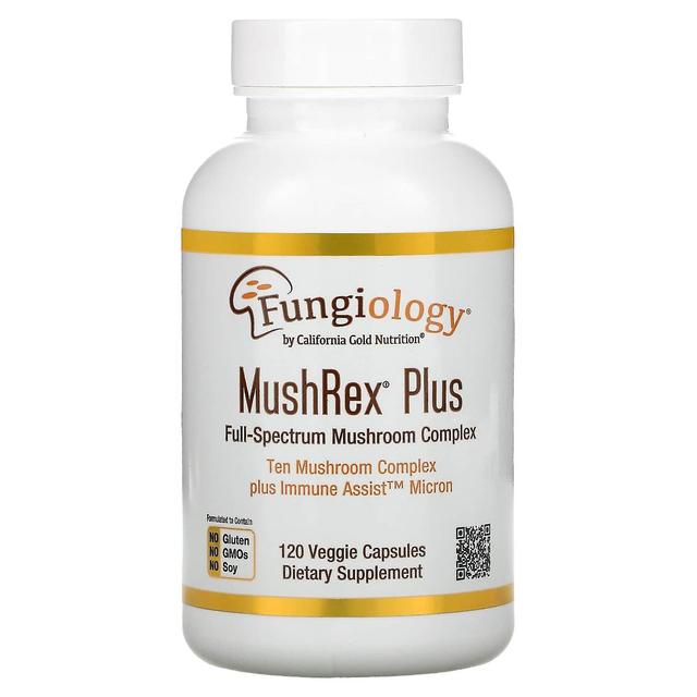 California Gold Nutrition, Fungiology, MushRex Plus, Full-Spectrum Mushroom Complex, Certified Organ on Productcaster.