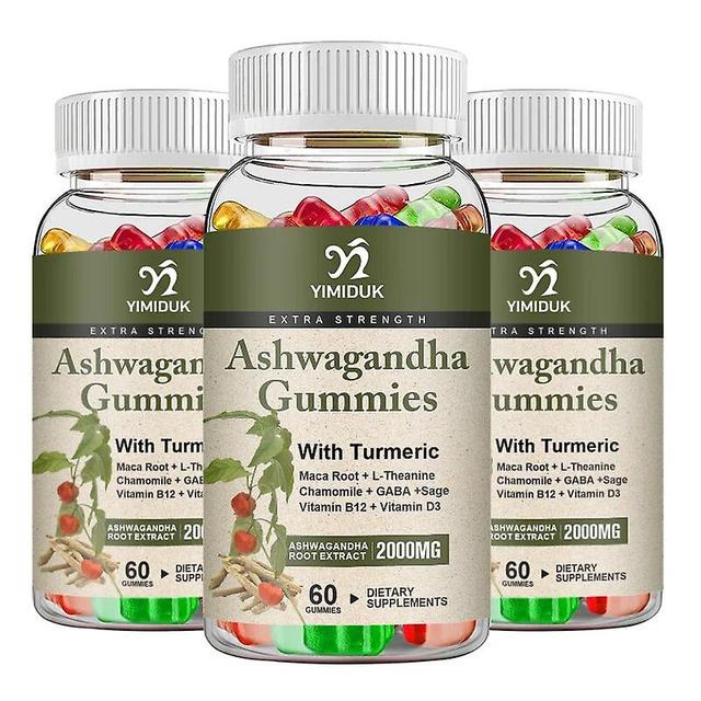 Eccpp Ashwagandha gummies zmierňujú únavu, stres, úzkosť, doplnok výživy, zlepšujú náladu a spánok 3 Bottles on Productcaster.