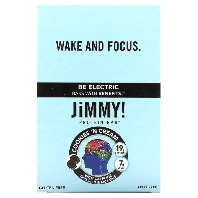 JiMMY!, Be Electric Bars With Benefits, Cookies 'N Cream, 12 Protein Bars, 2.05 oz (58 g) Each on Productcaster.