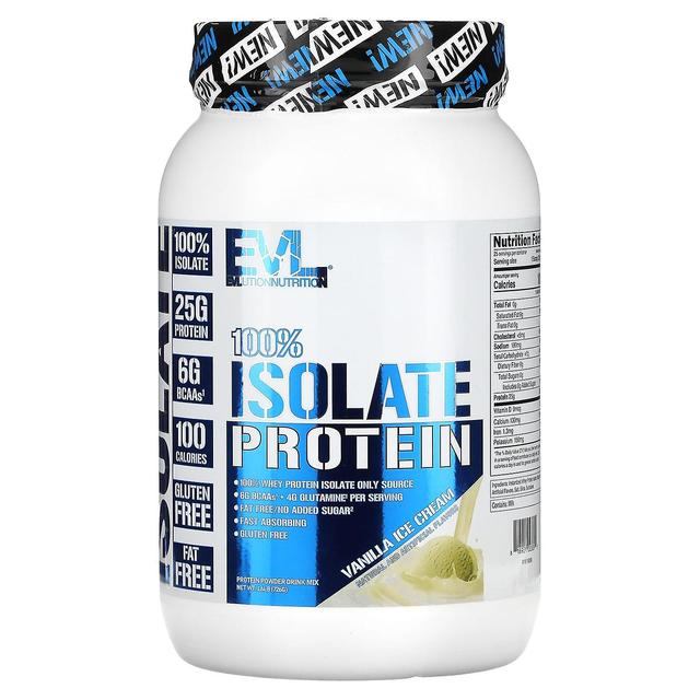 EVLution Nutrition, 100% Isolate Protein, Vanilla Ice Cream, 1.6 lb (726 g) on Productcaster.