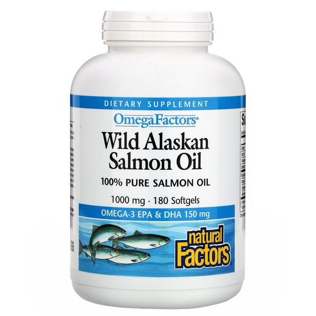 Natural Factors, Omega Factors, Wild Alaskan Salmon Oil, 1,000 mg, 180 Softgels on Productcaster.