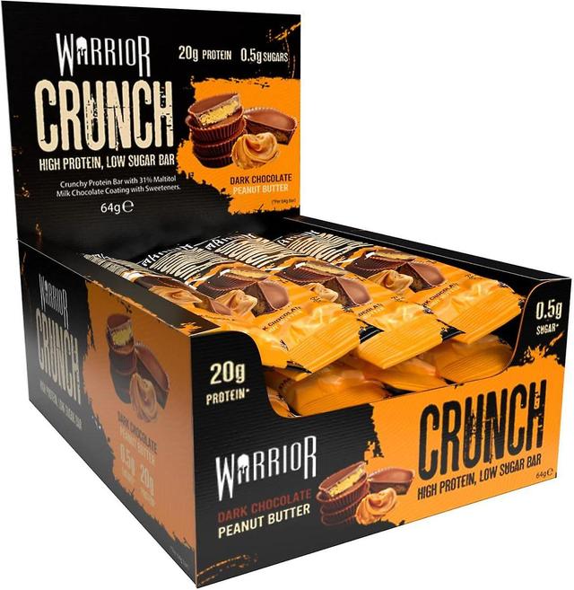 Warrior Crunch Bars Muscle Gain High Protein Dark Chocolate Peanut 12 x 64g on Productcaster.