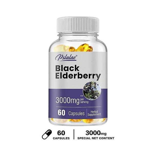 Visgaler Black Elderberry Capsules 3000 Mg - Contains Vitamin C, Vitamin D And Zinc To Provide Immune Support For Children And Adults 60 Capsules on Productcaster.