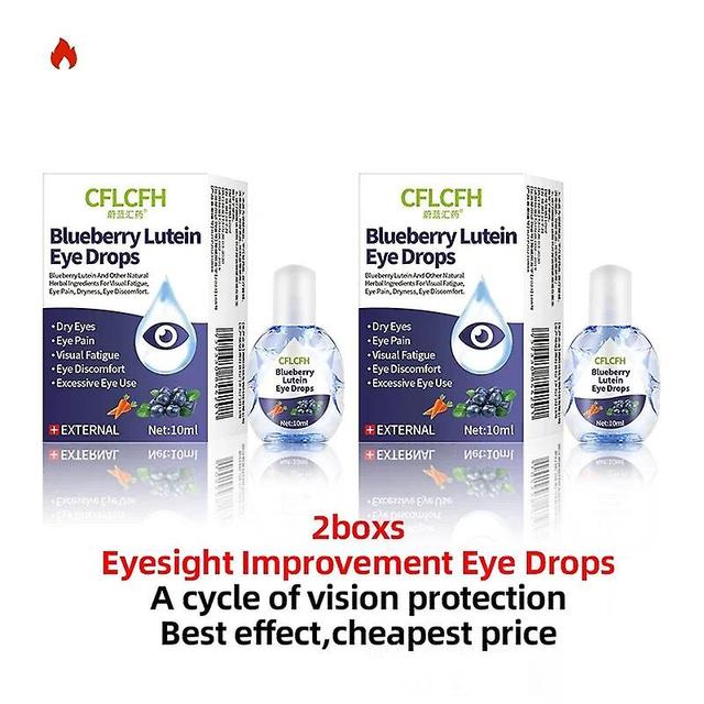 Tib Blueberry Lutein Eye Drops Visual Fatigue Protect Vision Myopia Eyes Pain Dry Itchy Eyesight Improvement Liquid Health Care 10ml 2pcs on Productcaster.