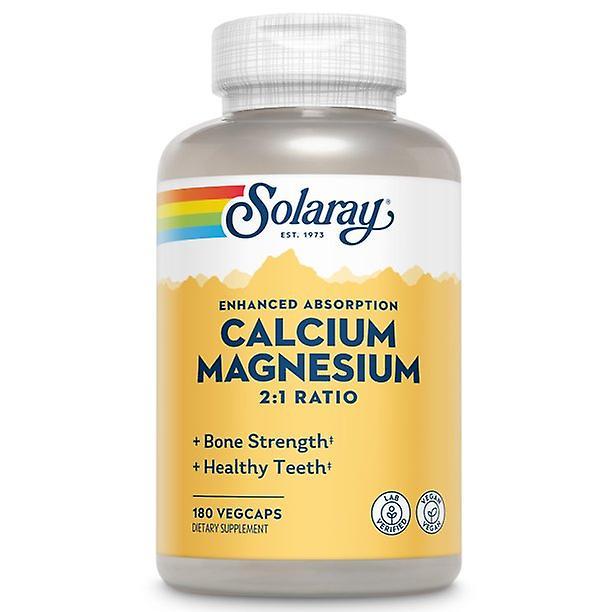 Solaray calcium magnesium 2:1 ratio, healthy bone strength and teeth support, high absorption, 180 vegcaps on Productcaster.