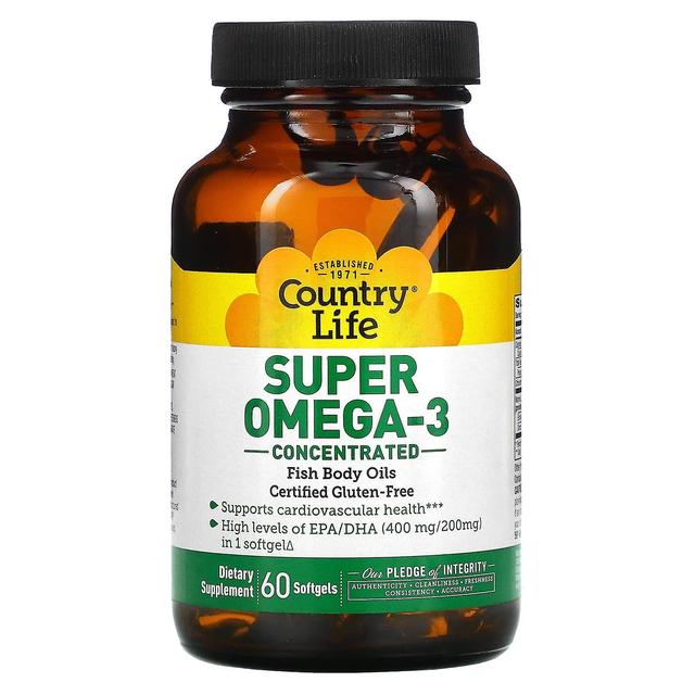 Country Life, Super Omega-3, Concentrated, 60 Softgels on Productcaster.