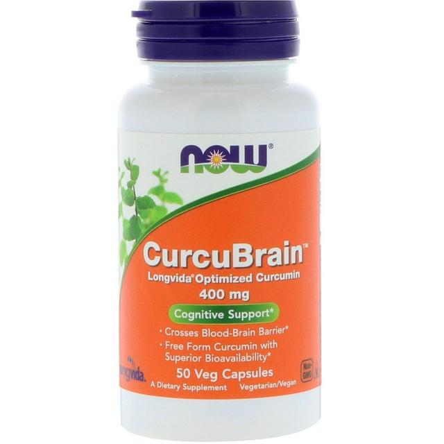 NOW Foods Jetzt Lebensmittel, CurcuBrain, Kognitive Unterstützung, 400 mg, 50 Veg Kapseln on Productcaster.