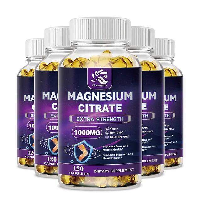 Visgaler Magnesium Citrate Capsules Supports Nervous System Energy Production Critical for Enzyme Function 5 Bottle 60 pills on Productcaster.