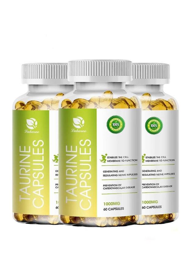 Visgaler 1000mg Organic Vegetarian Taurine Capsules Eyes and Heart Health Brain and Nervous System Health 3bottle x60pcs on Productcaster.