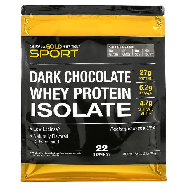 California Gold Nutrition, SPORT - Dark Chocolate Whey Protein Isolate, 2 lbs (907 g) on Productcaster.