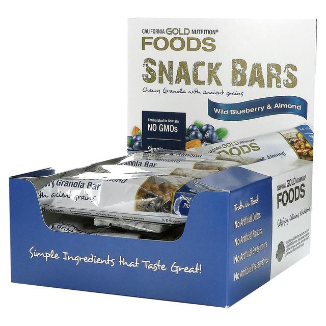 California Gold Nutrition, FOODS, Wild Blueberry &; Almond Chewy Granola Bars, 12 patukkaa, 1,4 oz (40 g) on Productcaster.