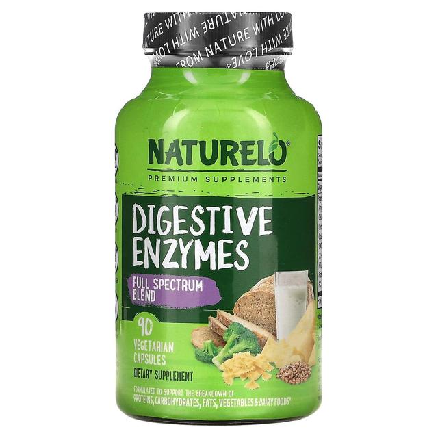 NATURELO, Digestive Enzymes, Full Spectrum Blend, 90 Vegetarian Capsules on Productcaster.