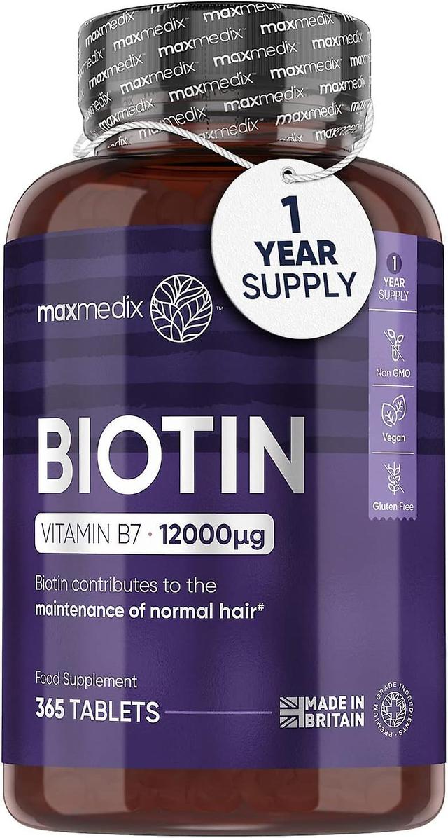 maxmedix Biotin 12000mcg 365 Tablets Hair Skin Nails Vitamins for Women and Men on Productcaster.