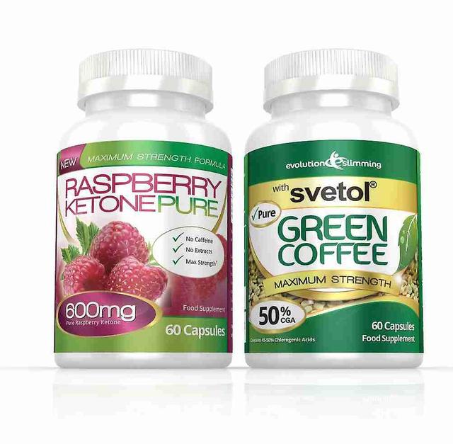 Evolution Slimming Hallon keton Pure 600mg och Svetol grön kaffe Combo Pack - 1 månad leverans - fettförbrännare och Antioxidant - Evolution bantning on Productcaster.