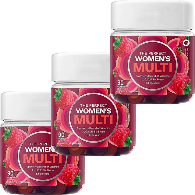 Tmall 1-pack Women's Multivitamin Gummies, Vitamins A, D, C, E, Biotin, Folic Acid, Chewable Supplement, Berries, 90 Capsules/bottle 3PCS on Productcaster.