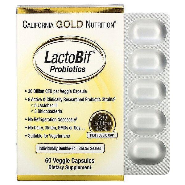 California Gold Nutrition Califórnia Gold Nutrition, LactoBif Probióticos, 30 bilhões CFU, 60 cápsulas vegetais on Productcaster.