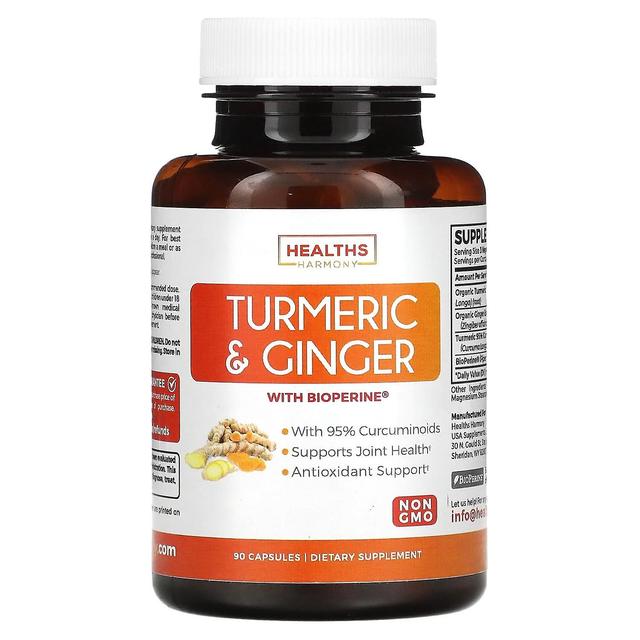 Healths Harmony, Turmeric & Ginger with Bioperine, 90 Capsules on Productcaster.