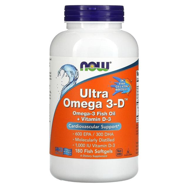 NOW Foods, Ultra Omega 3-D, 600 EPA / 300 DHA, 180 Softgels di pesce on Productcaster.