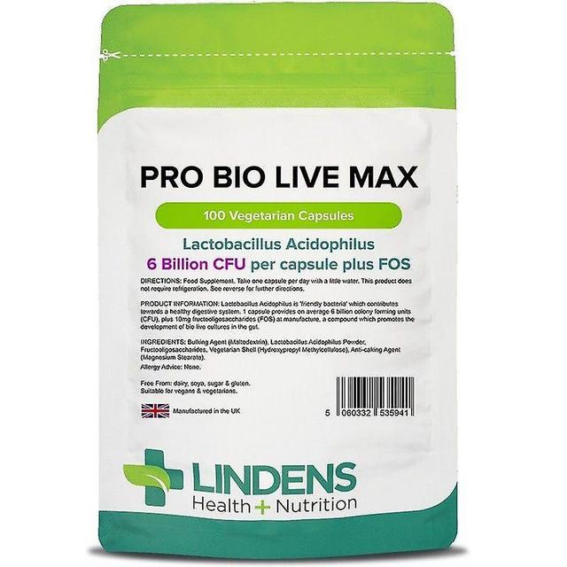 Lindens Pro Bio Live Max 6bn Veg Capsules 100 (5941) on Productcaster.