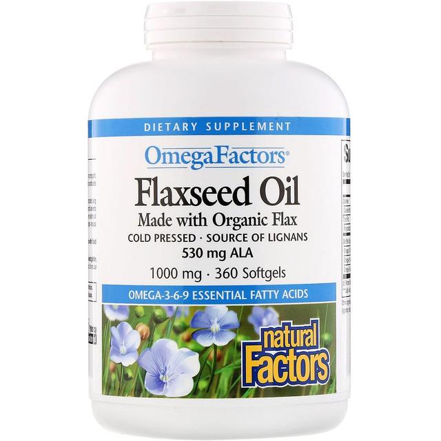 Natural Factors, Omega Factors, Flaxseed Oil, 1000 mg, 360 Softgels on Productcaster.