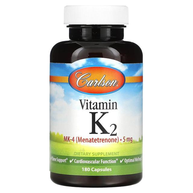 Carlson, K2-vitamiini, MK-4 (menatetrenoni), 5 mg, 180 kapselia on Productcaster.