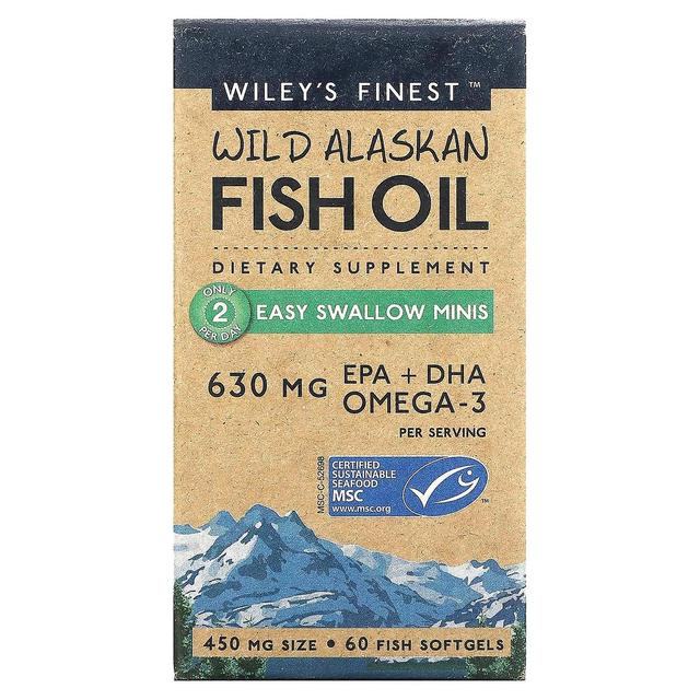 Wileys Finest Wiley's Finest, Wild Alaskan Fish Oil, Easy Swallow Minis, 450 mg, 60 Kapsułki rybne on Productcaster.