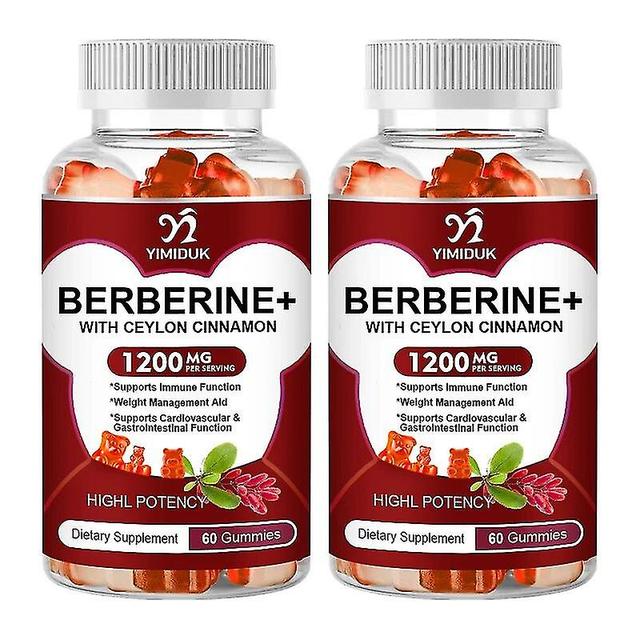 Berberine Gummies & Ceylon kanel understøtter immunsystemet, hjerte-kar-sygdomme & gastrointestinal funktion-berberin HCL supplement 2 Bottles on Productcaster.