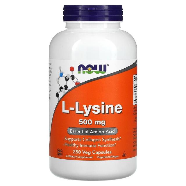 NOW Foods, L-lysiini, 500 mg, 250 kasviskapselia on Productcaster.