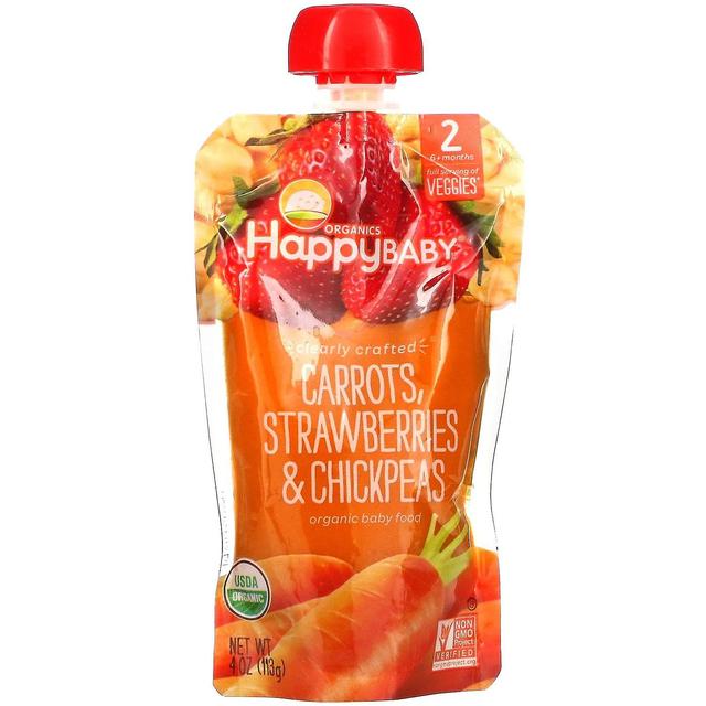 Happy Family Organics, Happy Baby, Organic Baby Food, 6+ Meses, Zanahorias, Fresas y Garbanzos, on Productcaster.