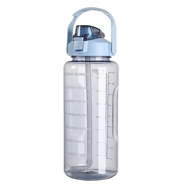 2l Water Bottle With Straw Insulated 2 Layer Drinking Cup Insulated Cylindrical Outdoor Water Cup Blue on Productcaster.