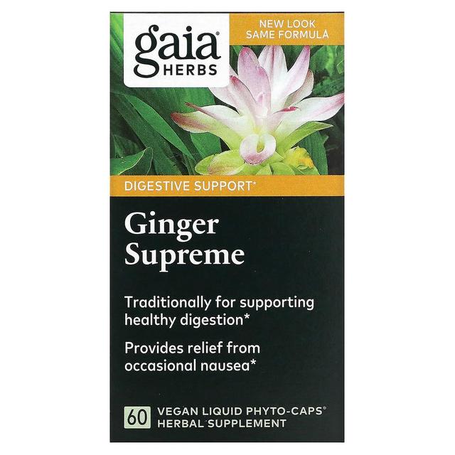 Gaia Herbs, Ginger Supreme, 60 Vegan Liquid Phyto-Caps on Productcaster.