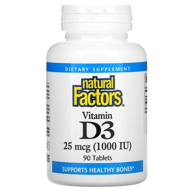 Natural Factors, Vitamin D3, 25 mcg (1,000 IU), 90 Tablets on Productcaster.