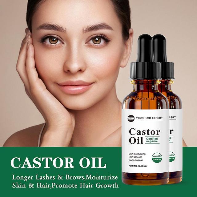 1-pack Organic Castor Oil, Pure, Thick, Hexane-free - Stimulates The Growth Of Eyelashes, Eyebrows, Hair, Skin Moisturizer And Hair Care 2pcs on Productcaster.