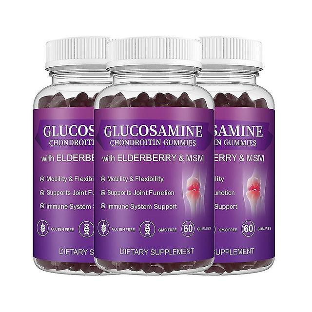 3 Pack Glucosamine Chondroitin Gummies, Extra Strength Joint Support Gummies With Msm & Elderberry For Natural Joint Support Supplement, Antioxidant I on Productcaster.