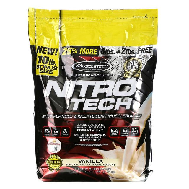 MuscleTech, Performance Series, Nitro Tech, Vassle peptider & Isolera muskelmassabyggare, Vanilla, 10 on Productcaster.