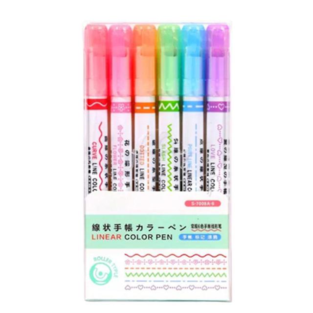 3/6 Pcs Curve/flower/heart Shape Highlighter Smoothing Ink Highlighter For Boys Girls Kids 6PCS on Productcaster.