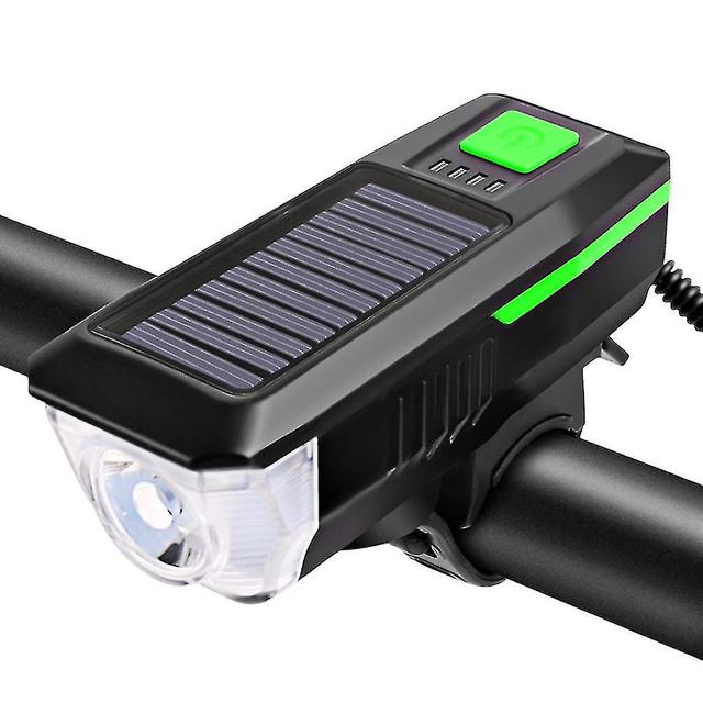 Scacv Solar Bike Alarm Flashlight Usb Charging Waterproof Bike Horns Lamp For Night Riding Green on Productcaster.