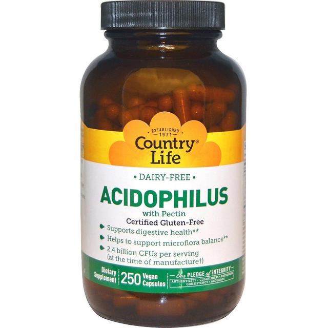 Country Life, Acidophilus met Pectine, 250 Veggie Capsules on Productcaster.