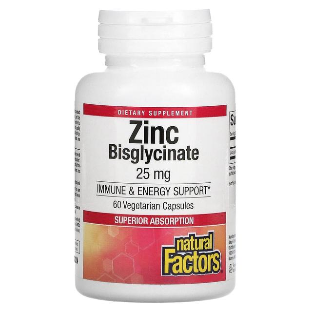 Natural Factors Fatores Naturais, Bisglicinato de Zinco, 25 mg , 60 Cápsulas Vegetarianas on Productcaster.