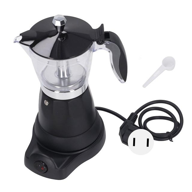 6 koppar 300ML kaffebryggare bärbar genomskinlig topp elektrisk italiensk kaffekanna maskin för hem US Plug 110V on Productcaster.