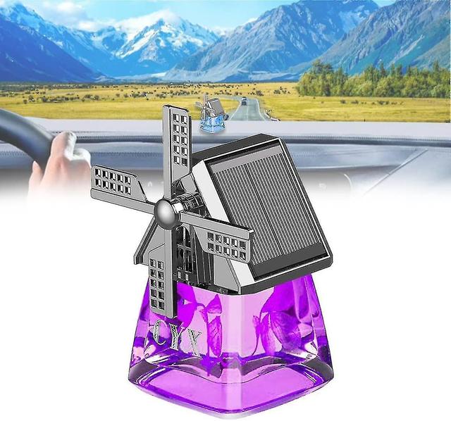 Car Air Fresheners, Solar Energy Car Fragrance Diffuser, Windmill Solar Energy Rotating Aromatherapy Car Air Freshener Purple on Productcaster.